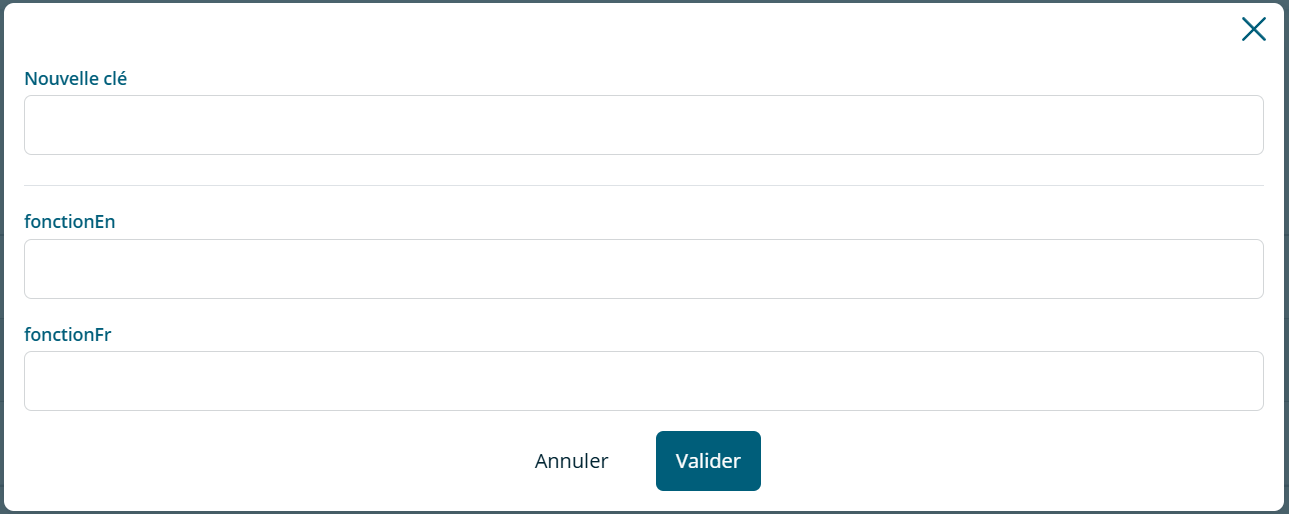 Formulaire d'ajout d'une nouvelle valeur